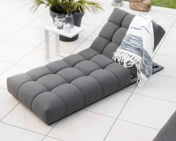 Sale Chaise longue haut de gamme en tissu Sunbrella gris foncé 