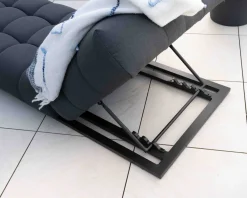 Sale Chaise longue haut de gamme en tissu Sunbrella gris foncé 