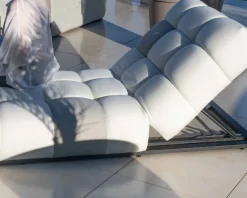 Discount Chaise longue haut de gamme en tissu beige et gris clair 