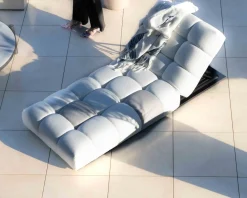 Discount Chaise longue haut de gamme en tissu beige et gris clair 