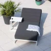 Discount Chaise longue haut de gamme matelassée gris foncé alu blanc "Terrasse" Bain De Soleil