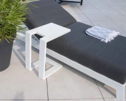 Discount Chaise longue haut de gamme matelassée gris foncé alu blanc 