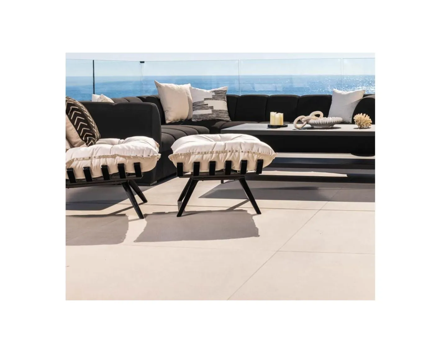 Outlet Chaise longue haut de gamme modulaire structure aluminium noire "Lisca" Bain De Soleil|Fauteuil De Jardin