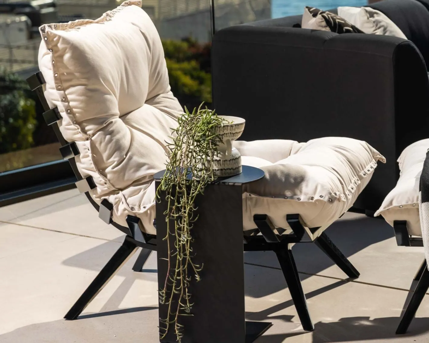 Outlet Chaise longue haut de gamme modulaire structure aluminium noire "Lisca" Bain De Soleil|Fauteuil De Jardin