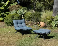 Chaise longue haut de gamme turquoise et noire avec repose-pieds modulaire