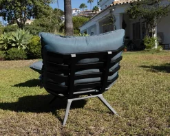 Chaise longue haut de gamme turquoise et noire avec repose-pieds modulaire