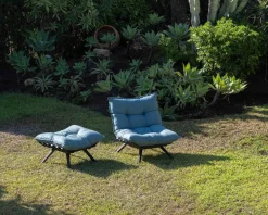 Chaise longue haut de gamme turquoise et noire avec repose-pieds modulaire