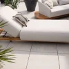 Best Chaise longue luxueuse teck et tissu écru sans surpiqure "Lombok" Bain De Soleil