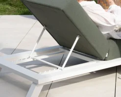Hot Chaise longue ultra confort en tissu vert kaki et structure aluminium blanche "Nusa Pedina" Bain De Soleil
