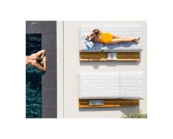 Sale Chaise longue ultra confort teck tissu Sunbrella blanc cassé 