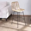 New Chaise mi-hauteur en rotin et pieds métal "Coco" Chaise De Bar