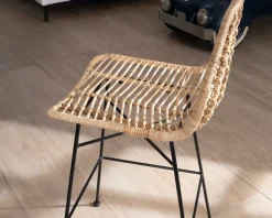 New Chaise mi-hauteur en rotin et pieds métal "Coco" Chaise De Bar