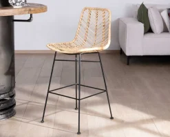 New Chaise mi-hauteur en rotin et pieds métal 