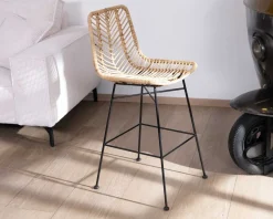 New Chaise mi-hauteur en rotin et pieds métal 
