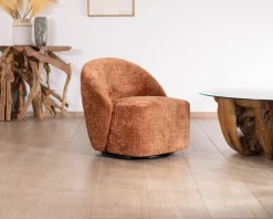 Best Chauffeuse design et cosy en tissu bouclette coloris terre de sienne "Marylin" pied rotatif 360° Fauteuil