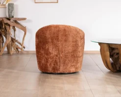 Best Chauffeuse design et cosy en tissu bouclette coloris terre de sienne "Marylin" pied rotatif 360° Fauteuil