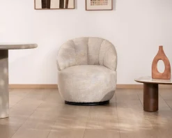 New Chauffeuse effet boule avec surpiqures en tissu bouclette beige tramé