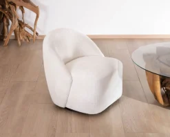 Outlet Chauffeuse pivotante 360° design épuré en tissu blanc "Marylin" Fauteuil
