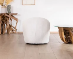 Outlet Chauffeuse pivotante 360° design épuré en tissu blanc 