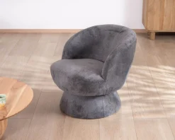Clearance Chauffeuse pivotante 360° en tissu chenillé gris "Ladoga" Fauteuil