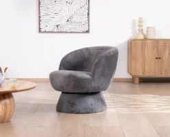 Clearance Chauffeuse pivotante 360° en tissu chenillé gris 