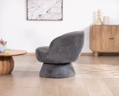 Clearance Chauffeuse pivotante 360° en tissu chenillé gris 