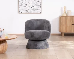 Clearance Chauffeuse pivotante 360° en tissu chenillé gris 