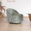 Clearance Chauffeuse pivotante en tissu bouclette soyeux vert sauge "Marylin" Fauteuil