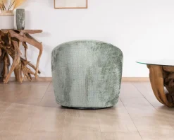 Clearance Chauffeuse pivotante en tissu bouclette soyeux vert sauge "Marylin" Fauteuil