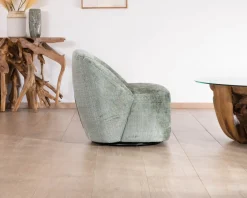 Clearance Chauffeuse pivotante en tissu bouclette soyeux vert sauge
