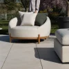 Online Chauffeuse ronde XL en tissu spécial extérieur blanc chiné "Roncobello" avec coussins déco Fauteuil De Jardin