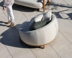 Online Chauffeuse ronde XL en tissu spécial extérieur blanc chiné