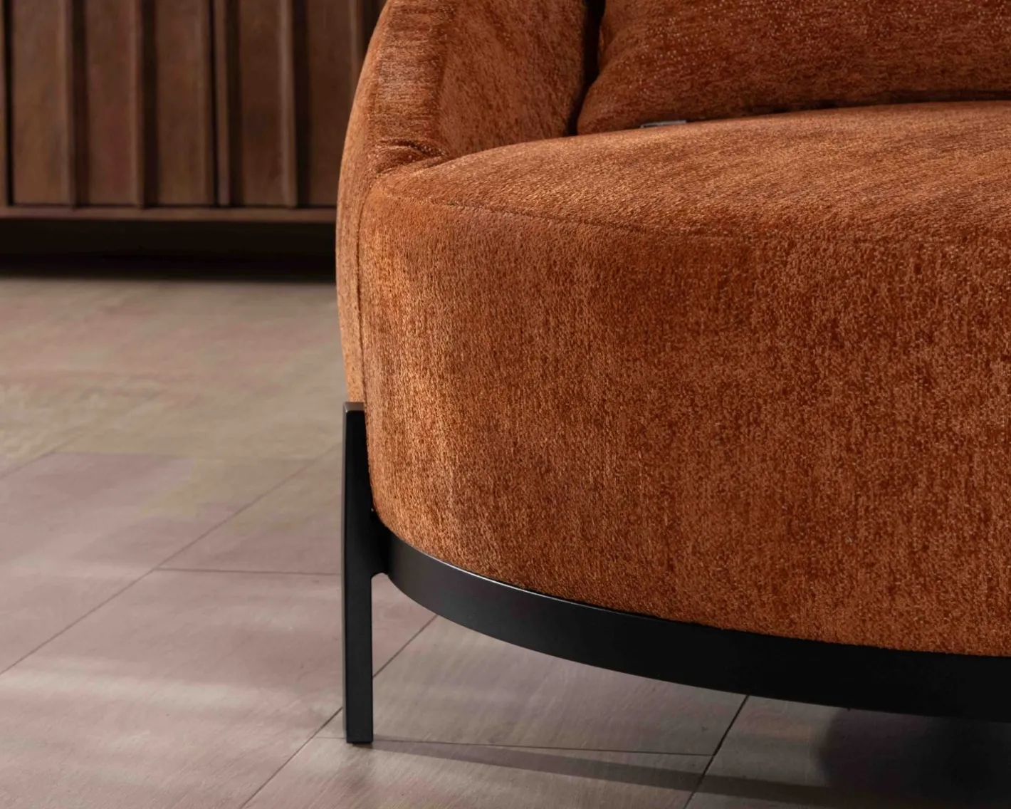 Clearance Chauffeuse XL 120 cm ultra confort avec coussins coordonnés "Sweet Culture" en tissu bouclette terracotta Fauteuil