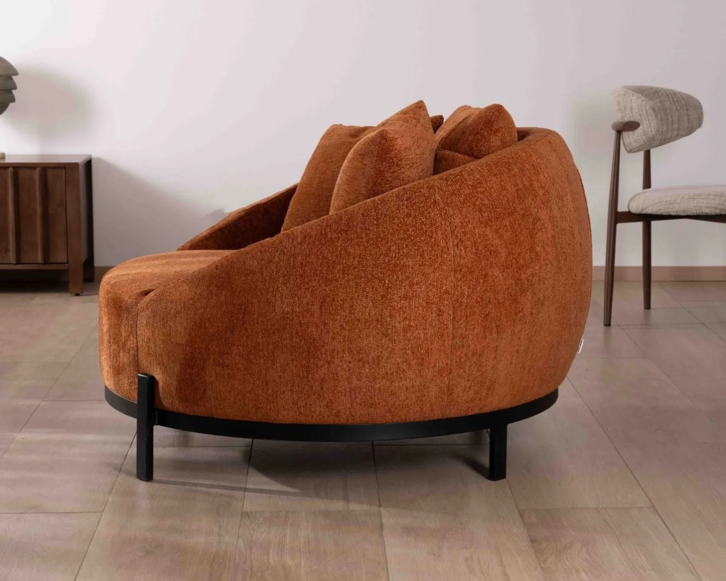 Clearance Chauffeuse XL 120 cm ultra confort avec coussins coordonnés "Sweet Culture" en tissu bouclette terracotta Fauteuil
