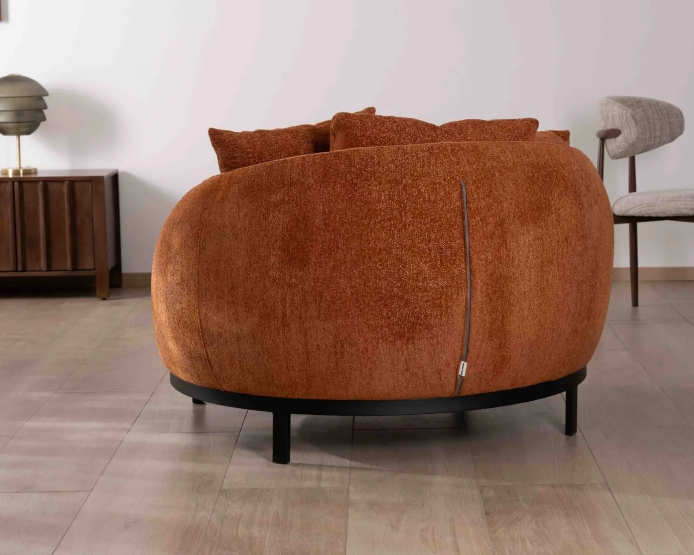Clearance Chauffeuse XL 120 cm ultra confort avec coussins coordonnés "Sweet Culture" en tissu bouclette terracotta Fauteuil