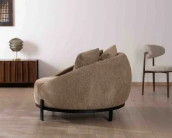 Clearance Chauffeuse XL en tissu bouclette taupe "Sweet Culture" 120 cm ultra confort Fauteuil