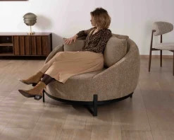 Clearance Chauffeuse XL en tissu bouclette taupe
