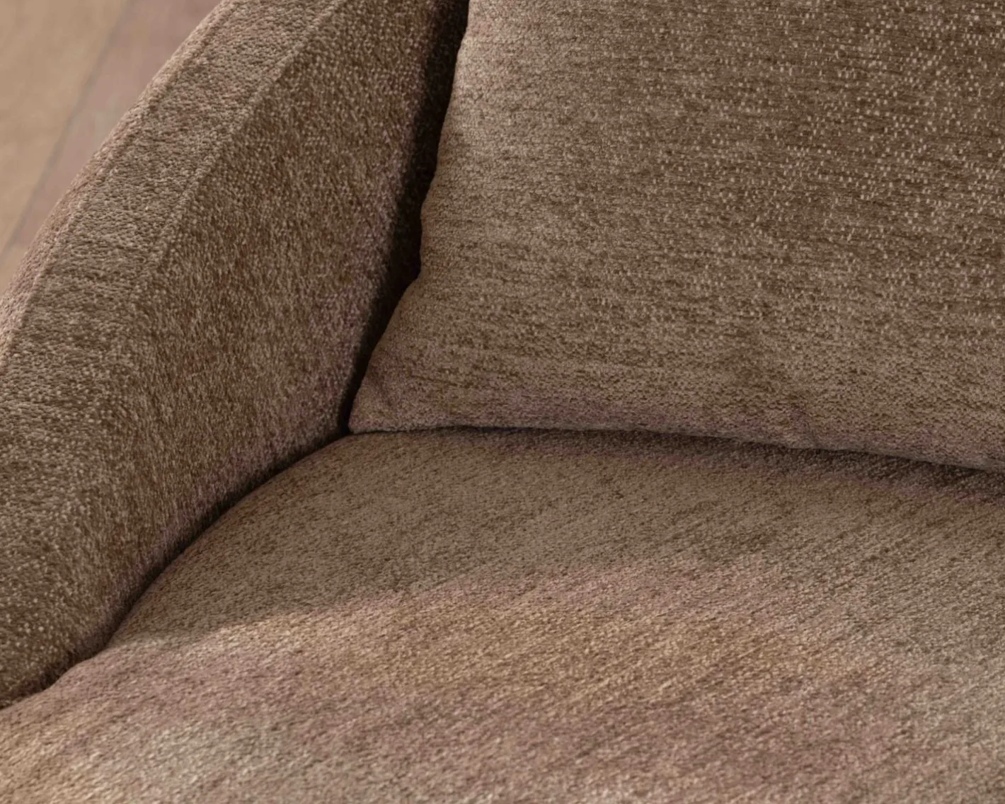 Clearance Chauffeuse XL en tissu bouclette taupe "Sweet Culture" 120 cm ultra confort Fauteuil