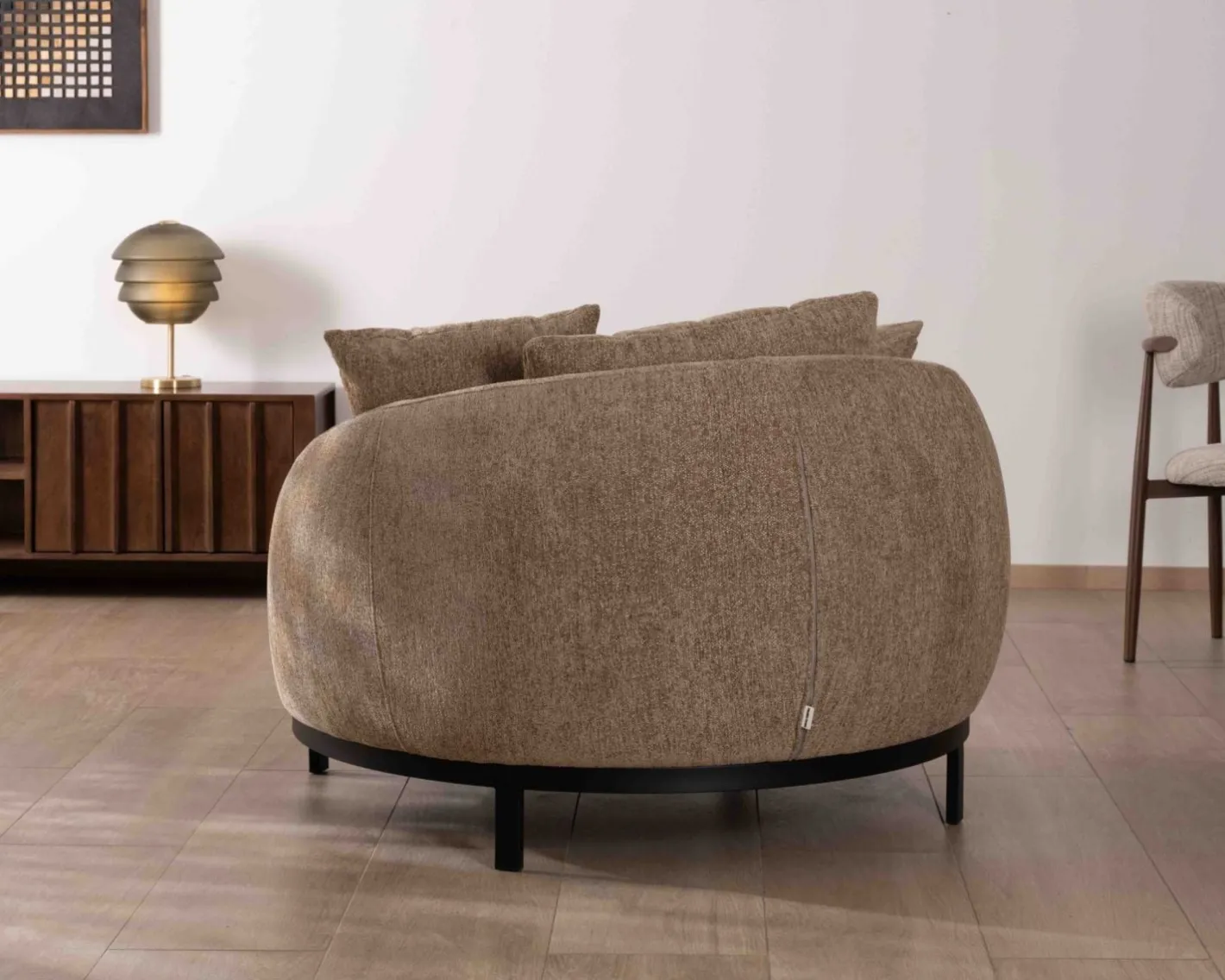 Clearance Chauffeuse XL en tissu bouclette taupe "Sweet Culture" 120 cm ultra confort Fauteuil
