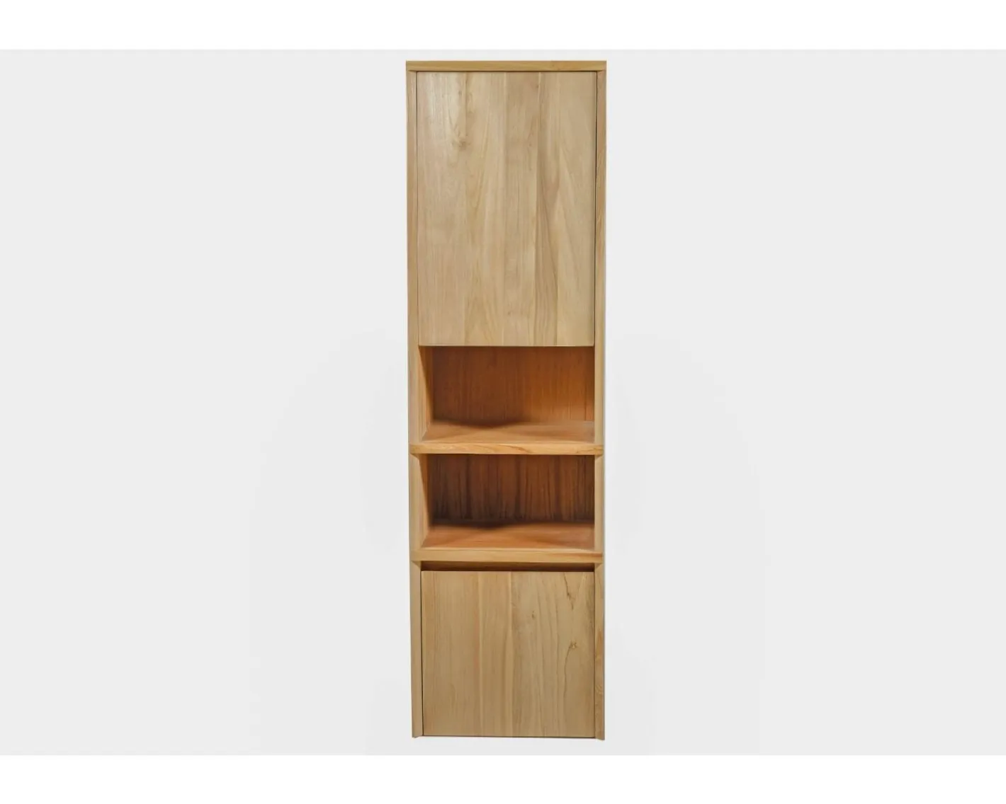 Colonne de rangement en teck avec porte, niches et tiroir "Tika" Meuble Sous Vasque