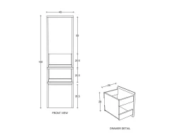 Colonne de rangement en teck avec porte, niches et tiroir
