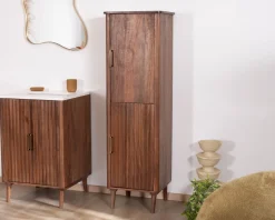 Discount Colonne de rangement salle de bain en manguier foncé