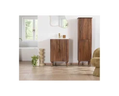 Discount Colonne de rangement salle de bain en manguier foncé