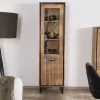 Outlet Colonne vitrée style industriel en acacia "Baltik" verre teinté marron Vitrine Et Argentier|Rangement