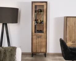 Outlet Colonne vitrée style industriel en acacia "Baltik" verre teinté marron Vitrine Et Argentier|Rangement