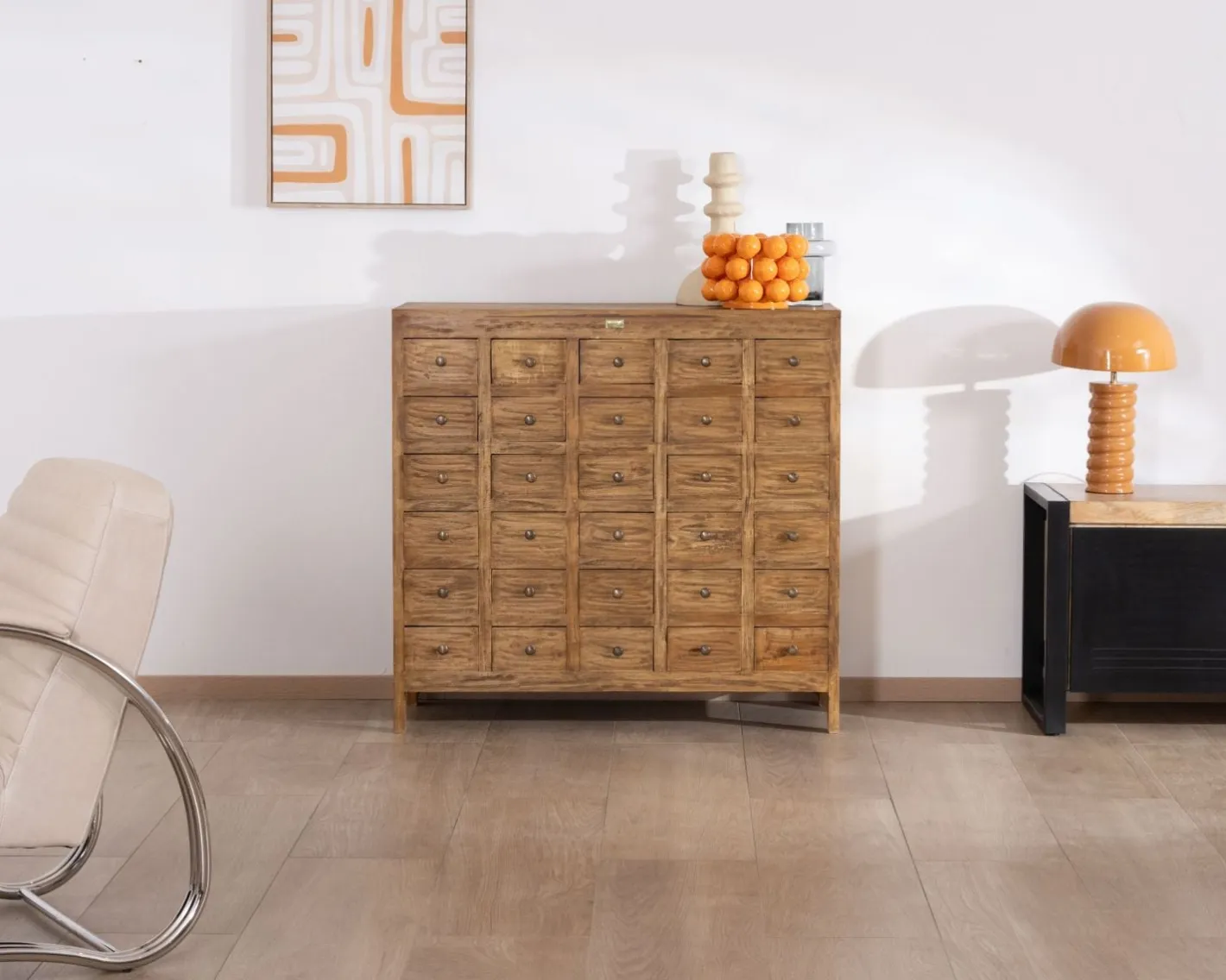 Commode apothicaire 30 tiroirs en bois de mahogany "Lacilo" Rangement|Commode