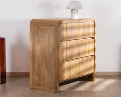 Online Commode design rétro avec façades cannelées "Céresto" 3 grands tiroirs Commode