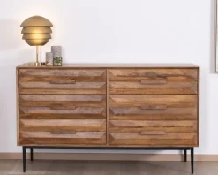 Online Commode en manguier et pieds métal style rétro "Presto" 6 tiroirs demi largeur Commode