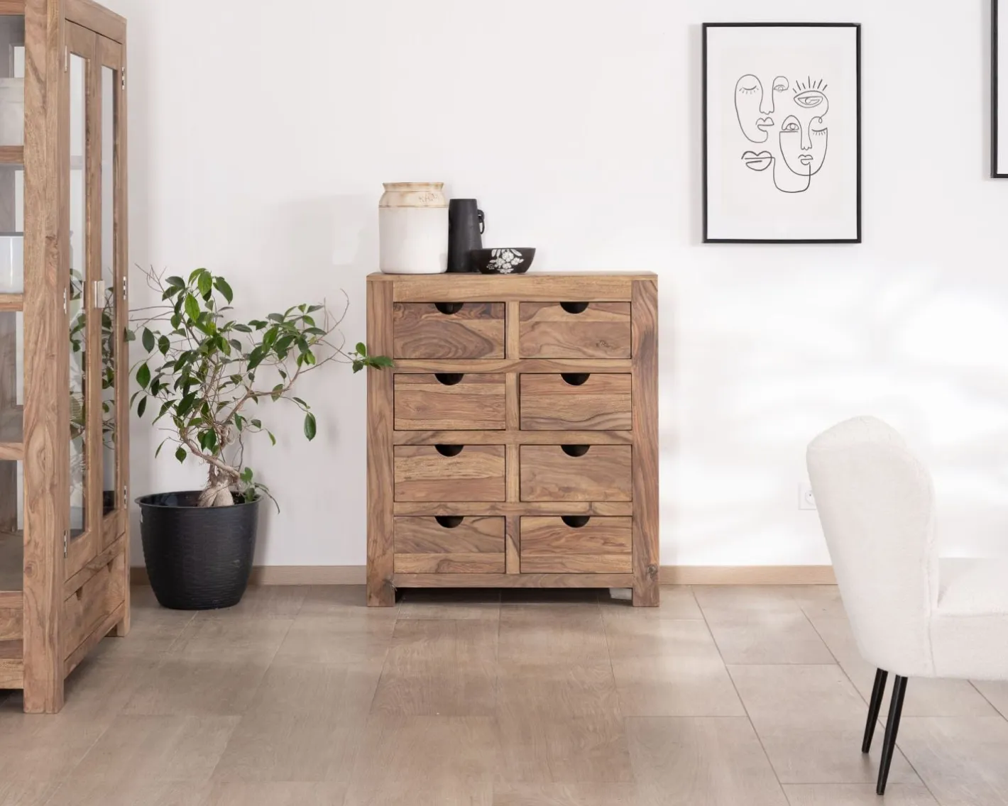 Outlet Commode en palissandre à 8 tiroirs "Kalanohé" Commode