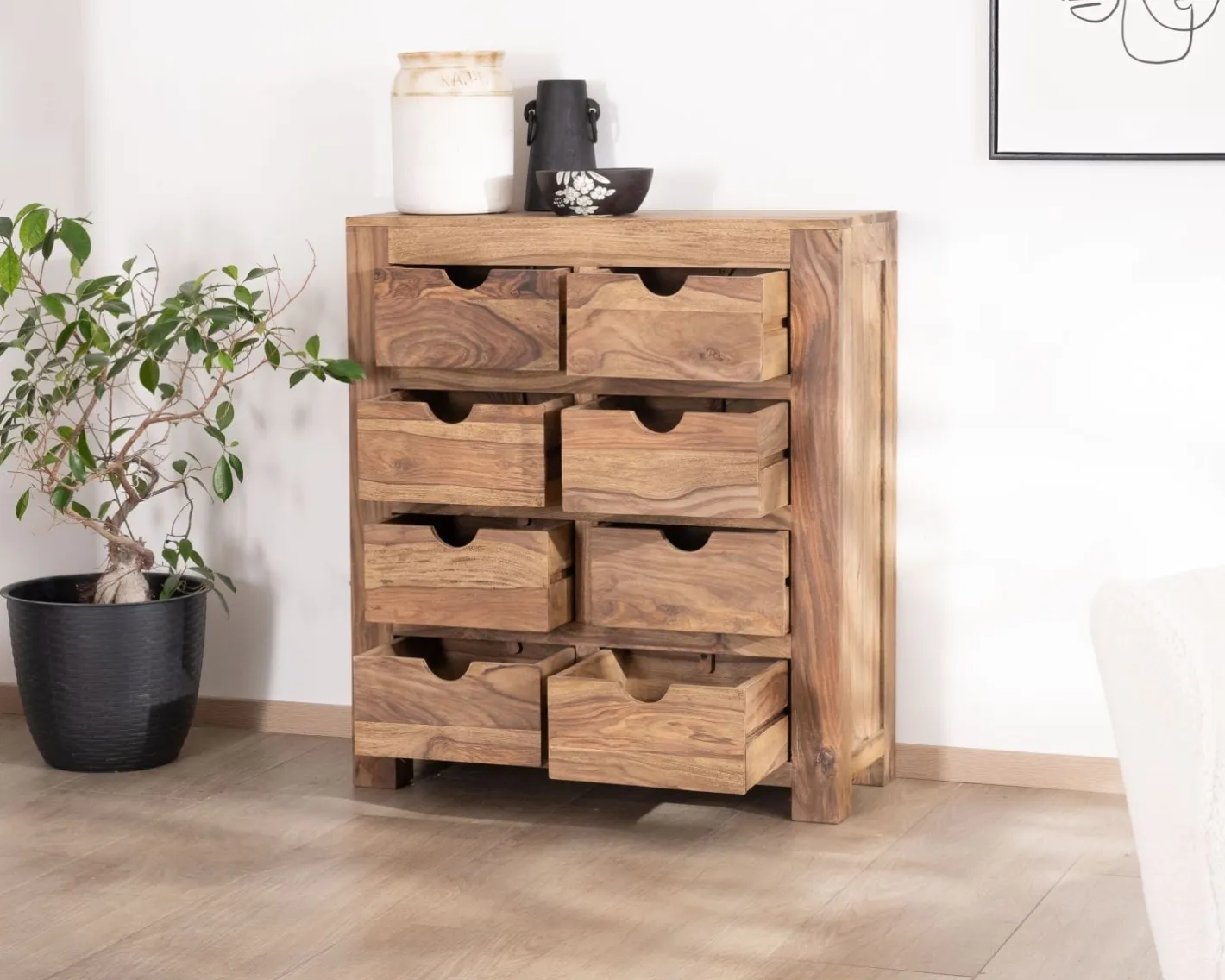 Outlet Commode en palissandre à 8 tiroirs "Kalanohé" Commode